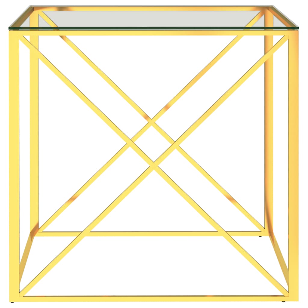 vidaXL Salongbord gull 55x55x55 cm rustfritt stål og glass