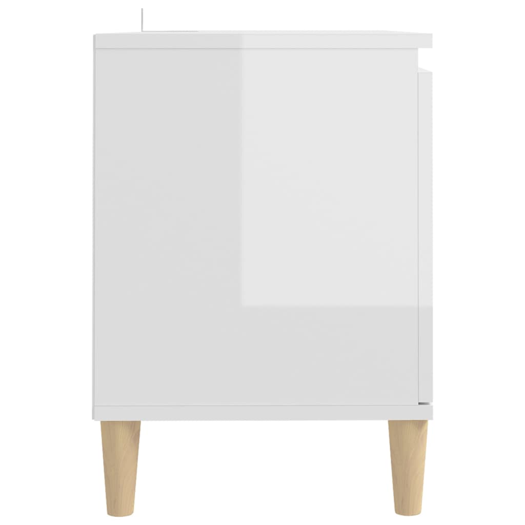 vidaXL TV-benk med ben i heltre høyglans hvit 103,5x35x50 cm