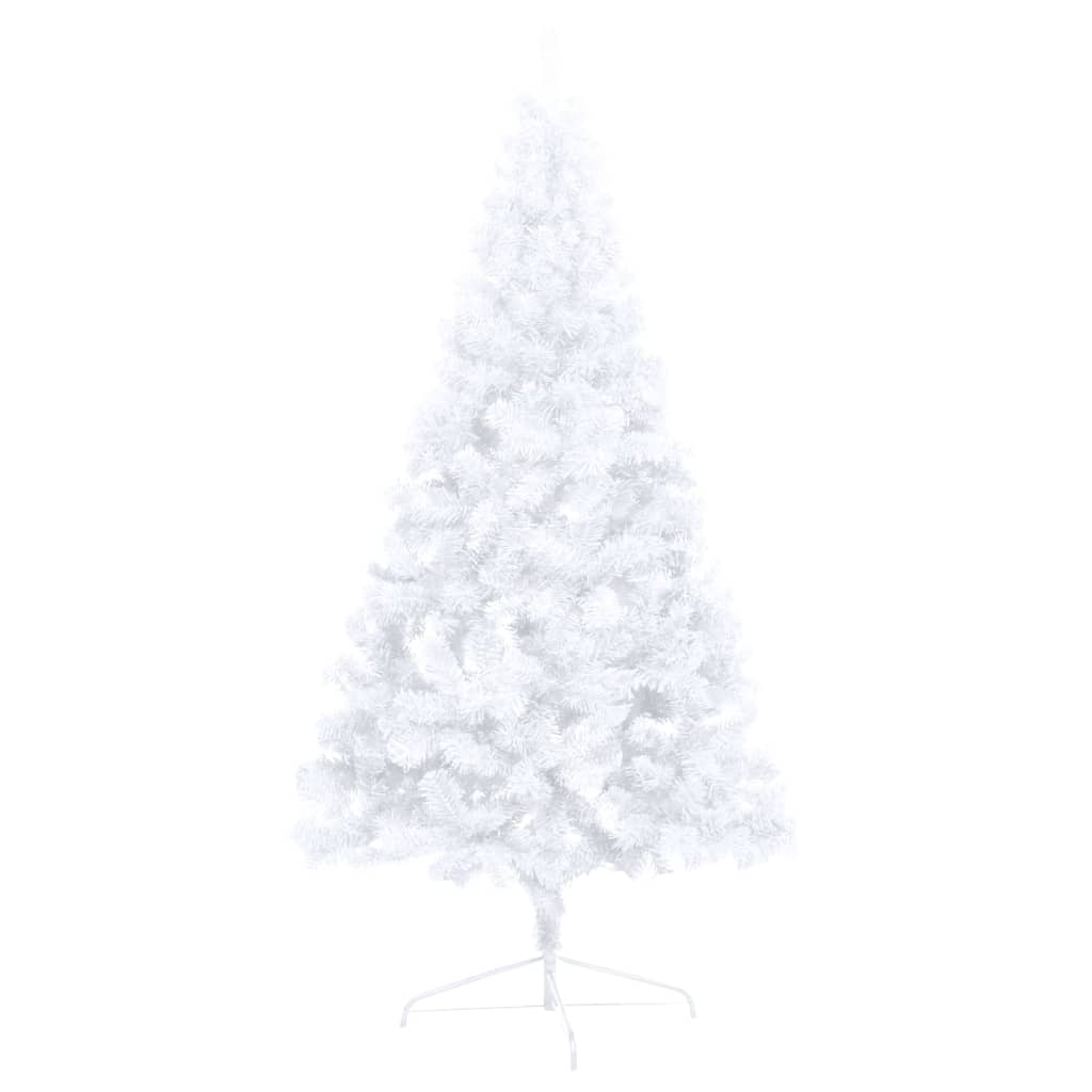 vidaXL Forhåndsbelyst kunstig halvt juletre med kulesett hvit 120 cm