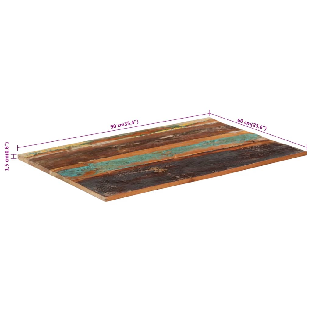 vidaXL Rektangulær bordplate 60x90 cm 15-16 mm gjenvunnet heltre