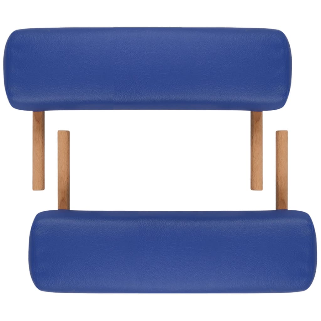 Sammenleggbart massasjebord 3 soner treramme blå