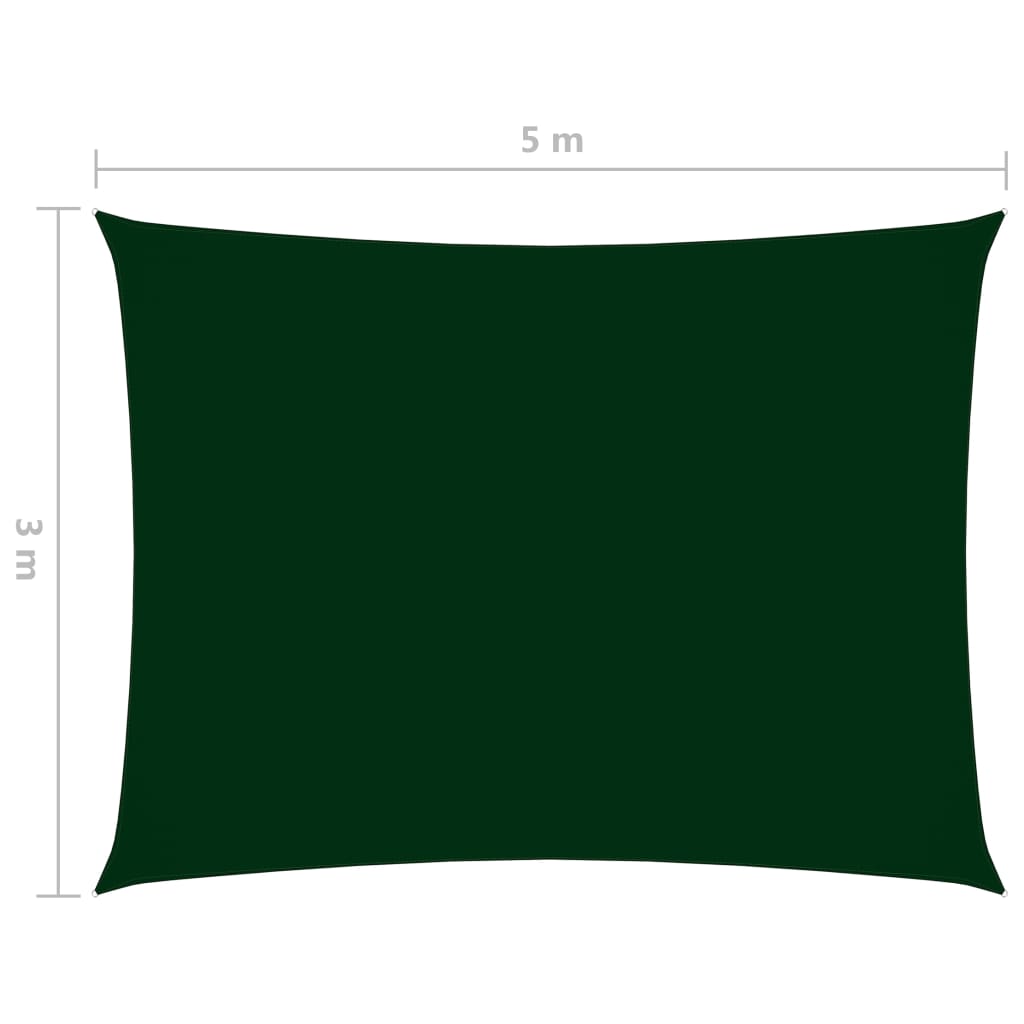 vidaXL Solseil oxfordstoff rektangulær 3x5 m mørkegrønn