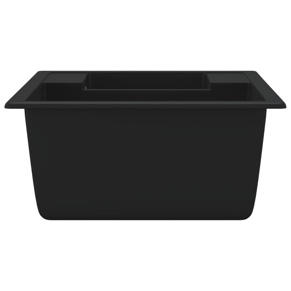 vidaXL Kjøkkenvask med overløpshull dobbel kum svart granitt