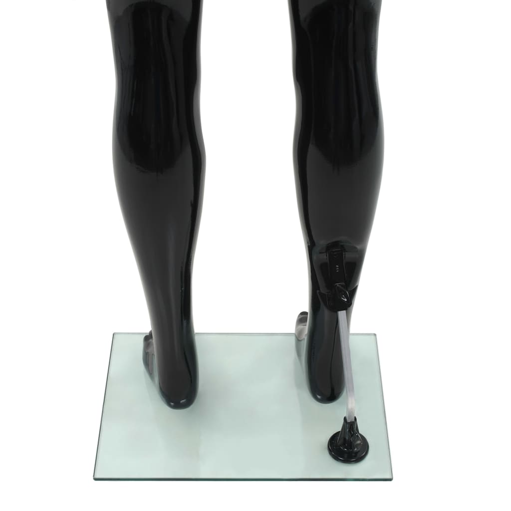 vidaXL Full-body mannlig utstillingsdukke med glass base svart 185 cm