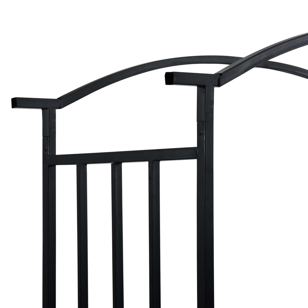 vidaXL Hagebue med benk svart 128x50x207 cm jern