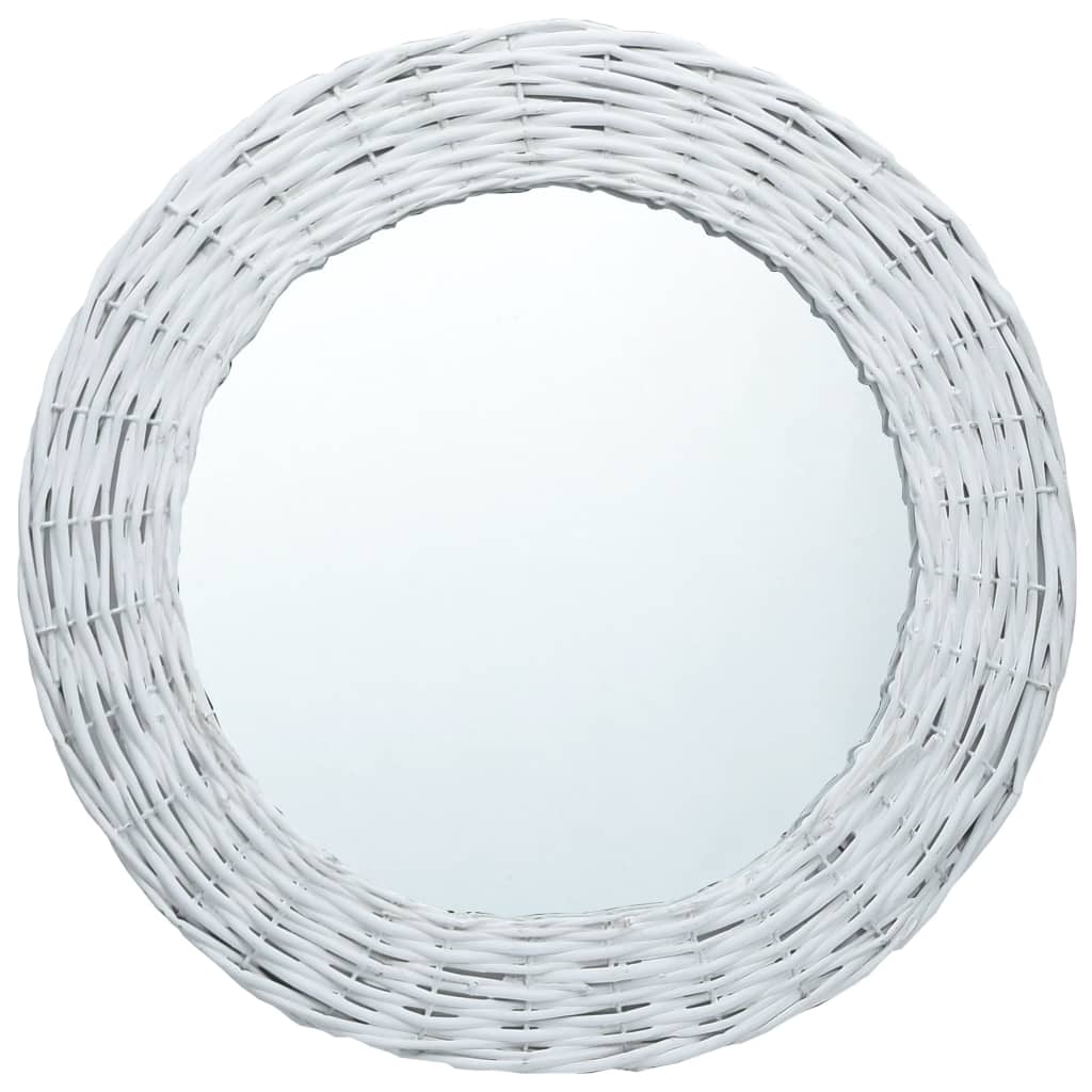 vidaXL Speil hvit 80 cm kurvstrå