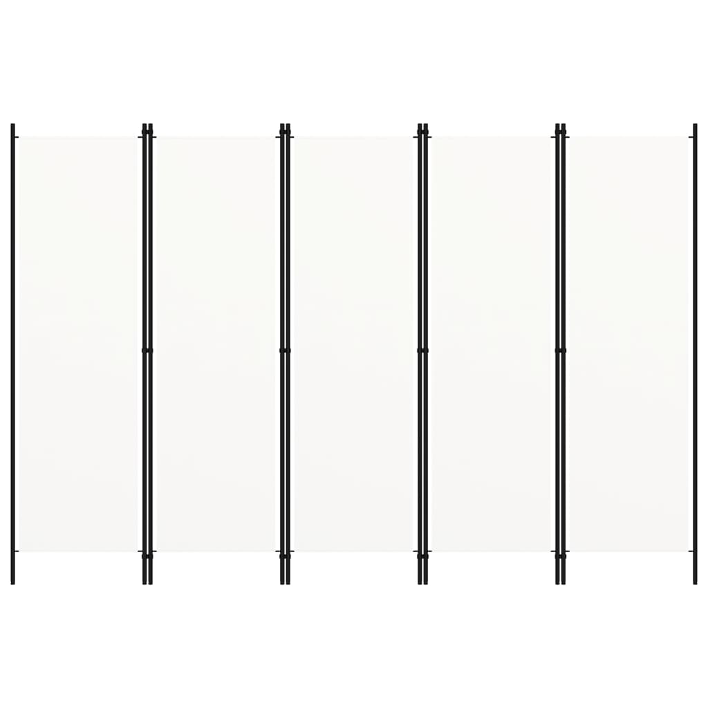 vidaXL Romdeler med 5 paneler hvit 250x180 cm