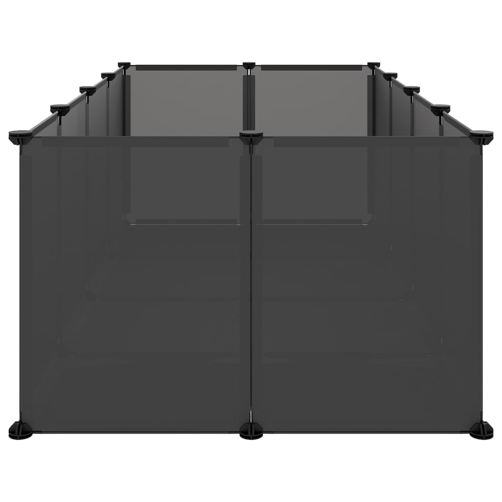 vidaXL Smådyrbur svart 144x74x46,5 cm PP og stål