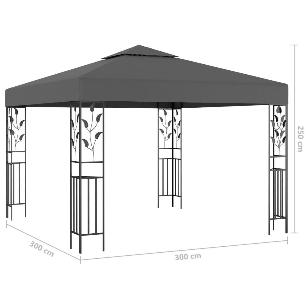 vidaXL Paviljong med LED-lysslynge 3x3 m antrasitt