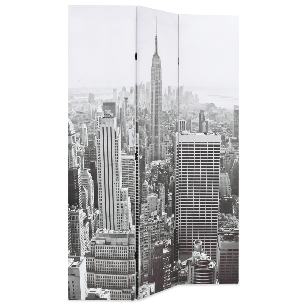 vidaXL Sammenleggbar romdeler 120x170 cm New York dagtid svart og hvit