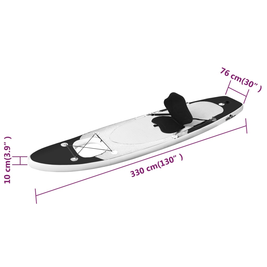 vidaXL Oppblåsbart padlebrettsett svart 330x76x10 cm