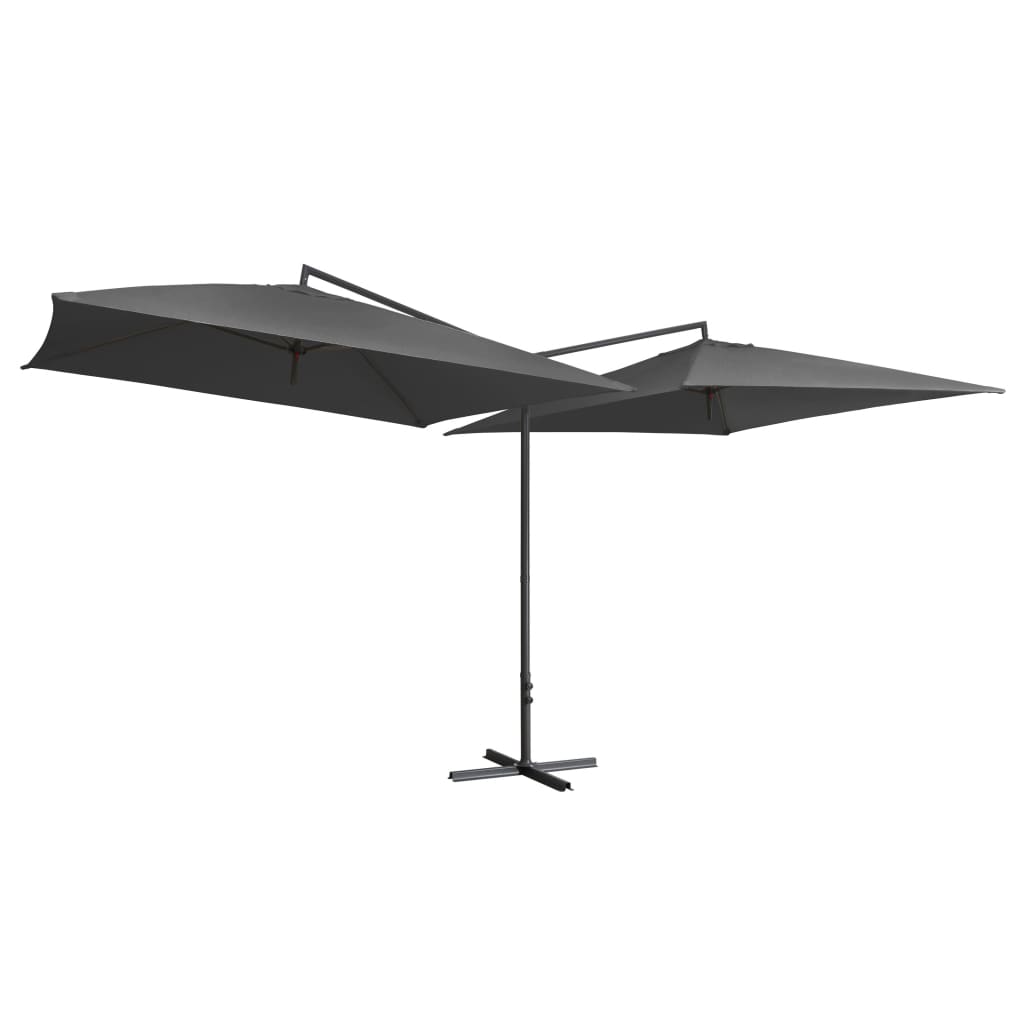 vidaXL Dobbel parasoll med stålstang 250x250 cm antrasitt