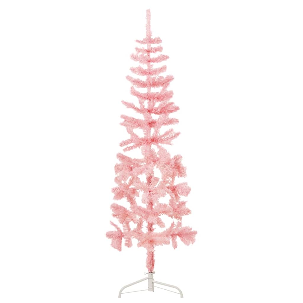 vidaXL Kunstig halvt juletre med stativ tynt rosa 180 cm