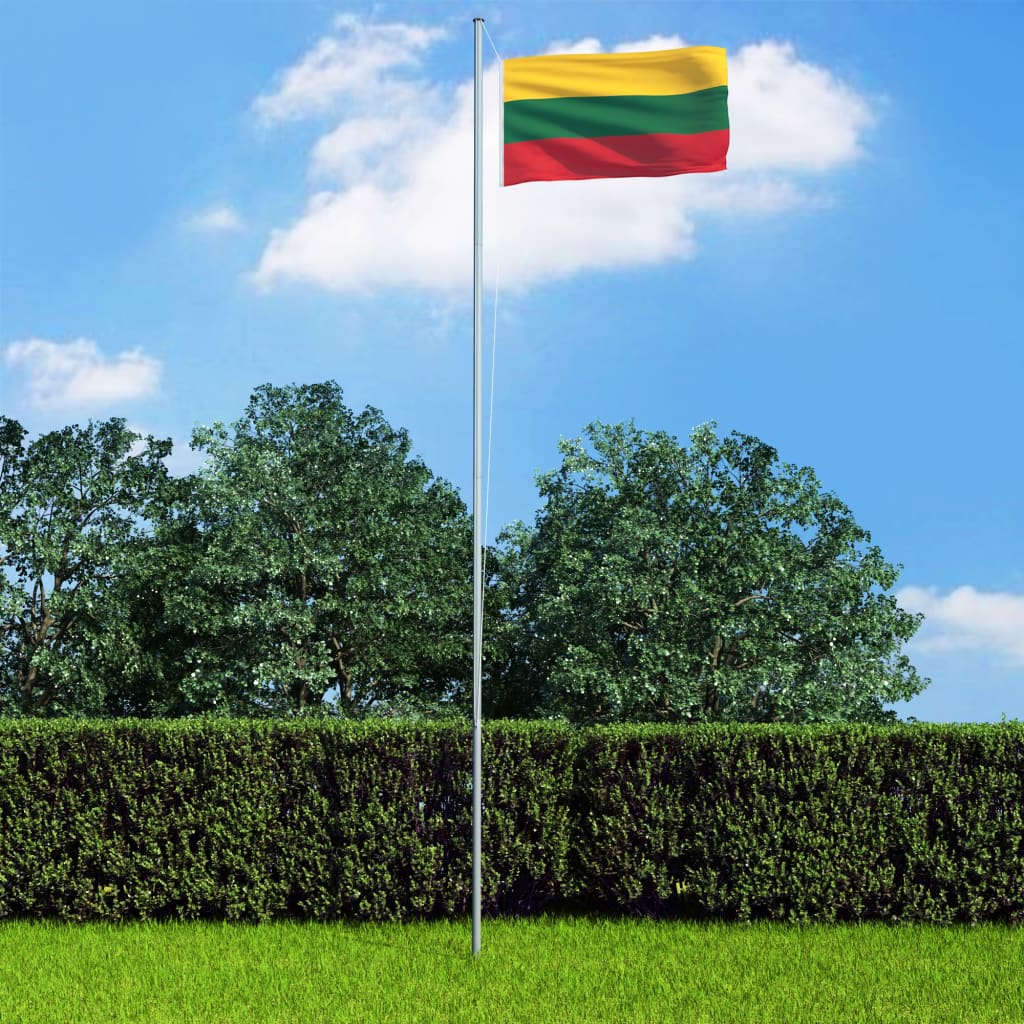 vidaXL Litauisk flagg og stang aluminium 4 m