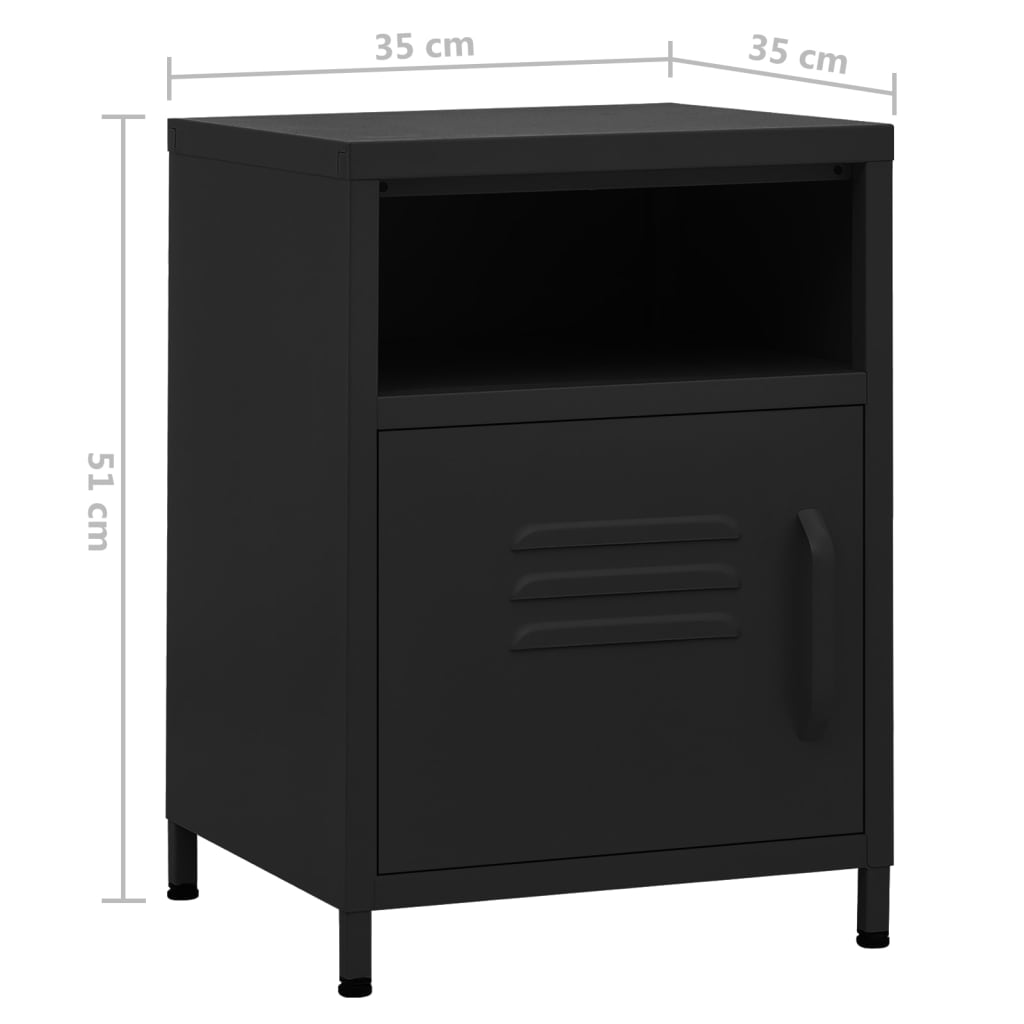vidaXL Nattbord svart 35x35x51 cm stål