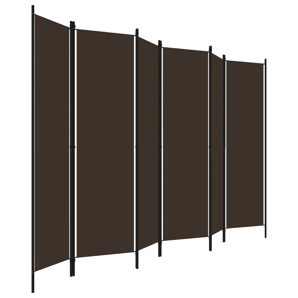 vidaXL Romdeler med 6 paneler brun 300x180 cm