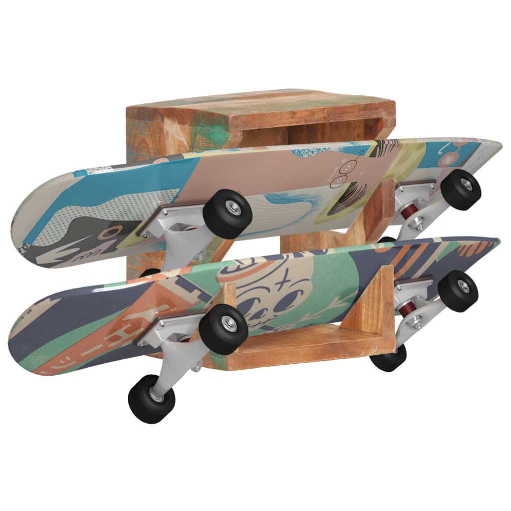 vidaXL Veggmontert skateboardstativ 25x20x30 cm gjenvunnet heltre