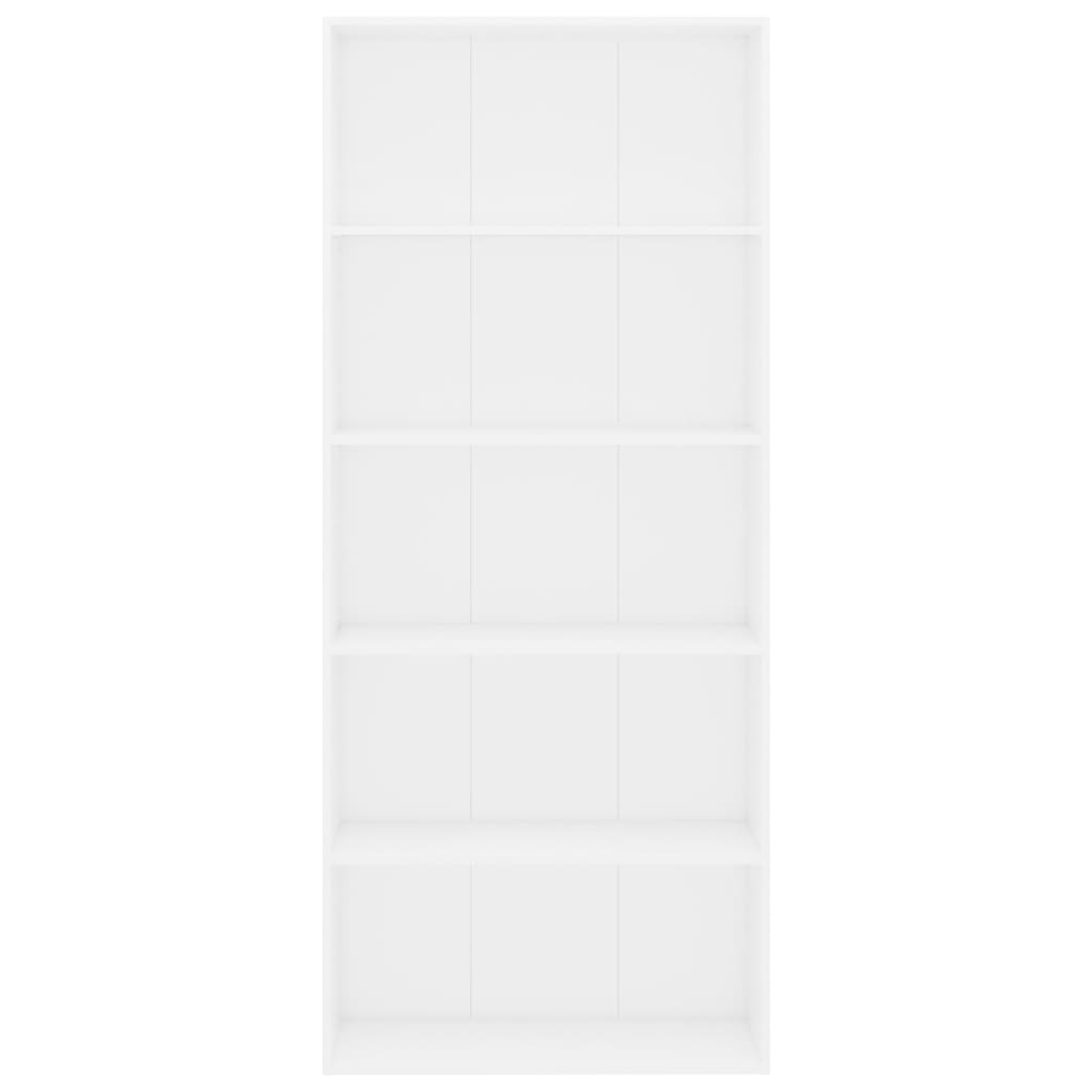 vidaXL Bokhylle 5 nivåer hvit 80x30x189 cm sponplate