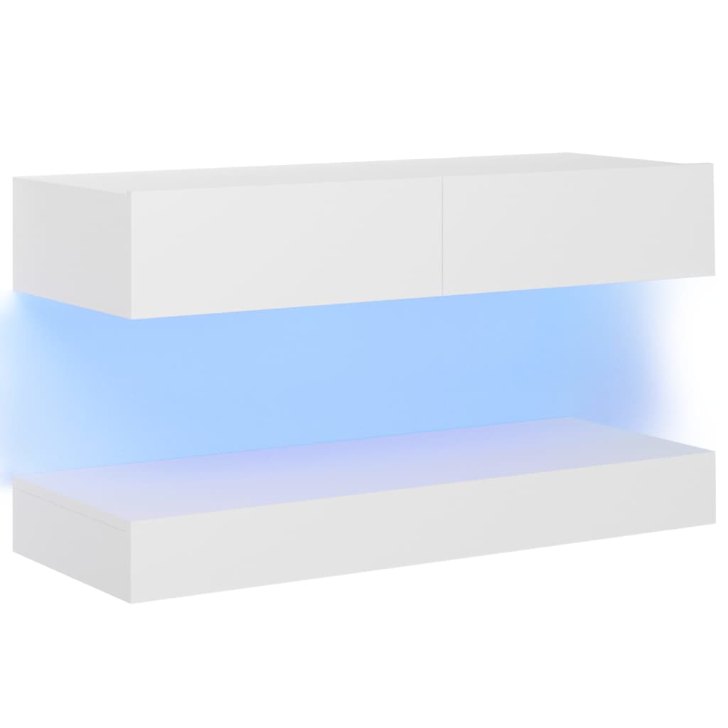 vidaXL TV-benk med LED-lys hvit 90x35 cm