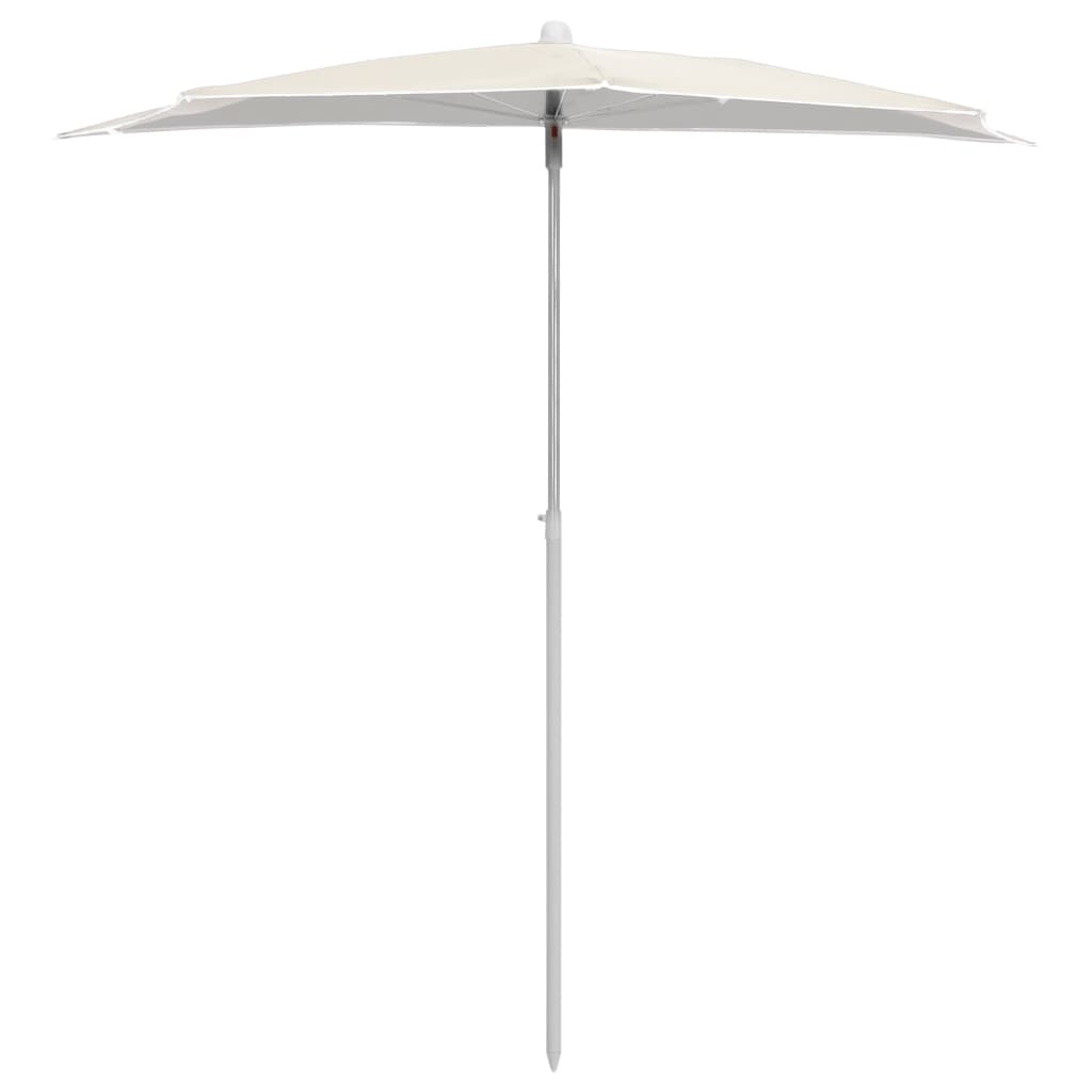 vidaXL Halvrund parasoll med stang 180x90 cm sand