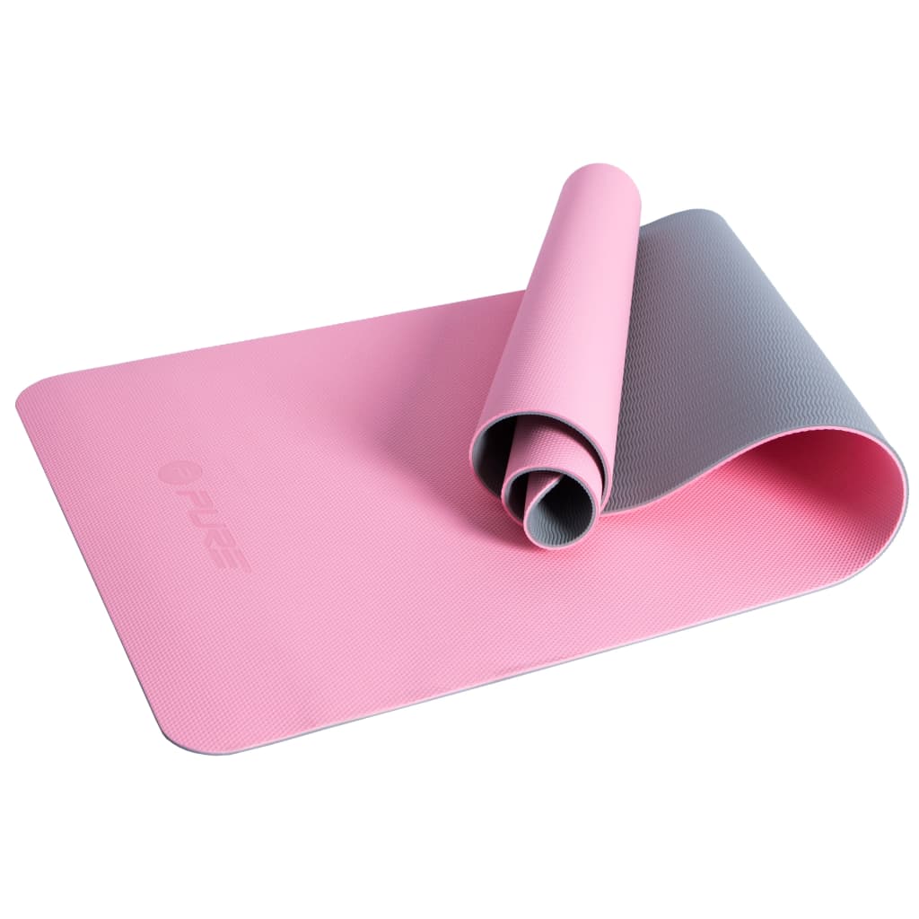 Pure2Improve Yogamatte 173x58x0,6 cm rosa og grå