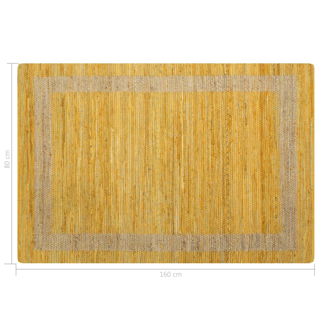 vidaXL Håndlaget teppe jute gul 80x160 cm