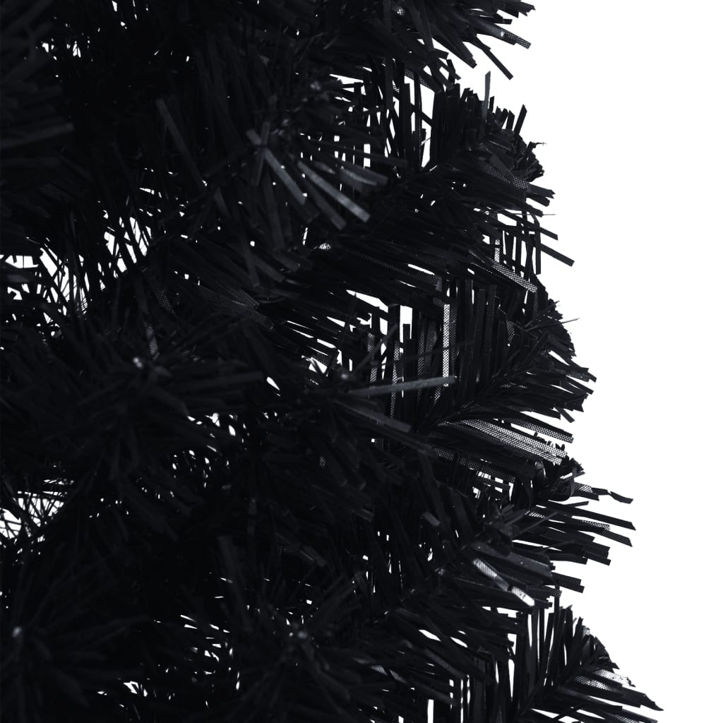 vidaXL Kunstig juletre halvt med stativ svart 150 cm PVC