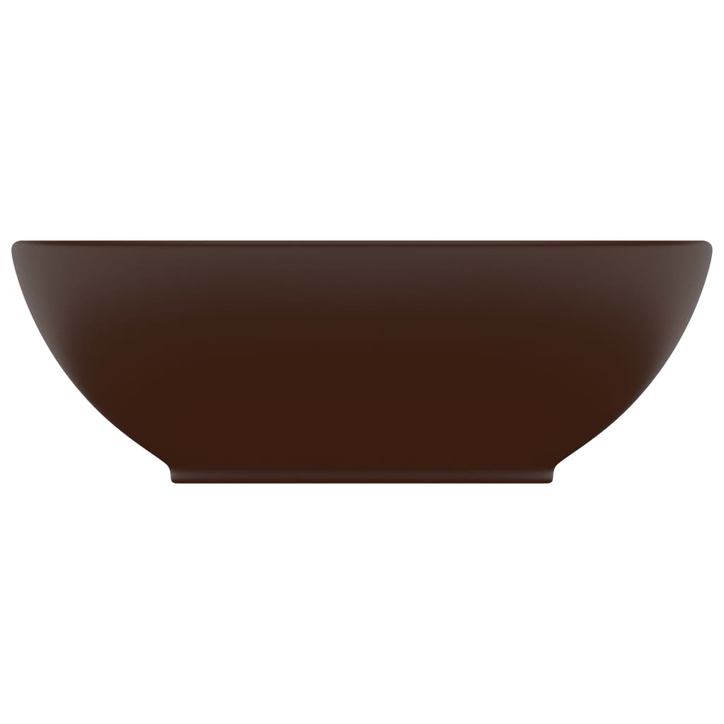 vidaXL Luksuriøs servant ovalformet matt mørkebrun 40x33 cm keramisk