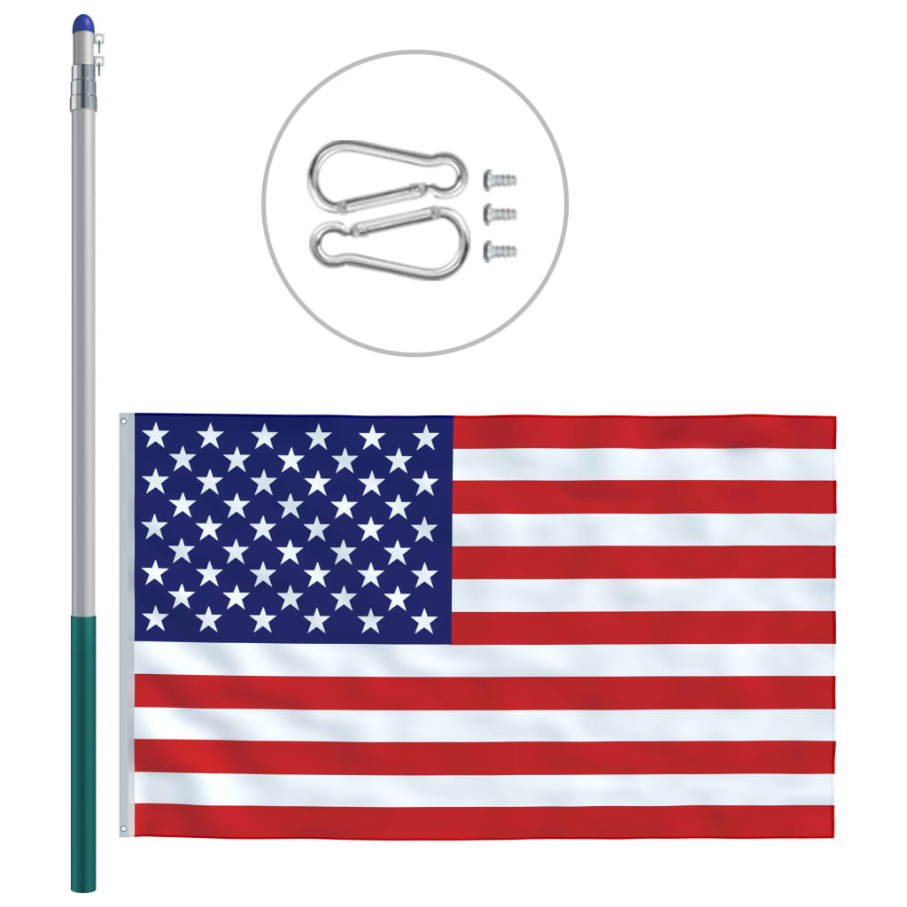 vidaXL Amerikansk flagg og stang aluminium 6 m