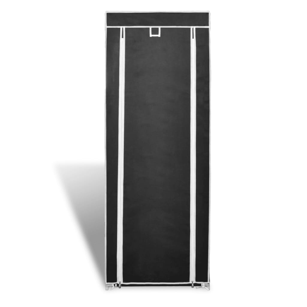 vidaXL Skoskap i stoff med trekk 57 x 29 x 162 cm svart
