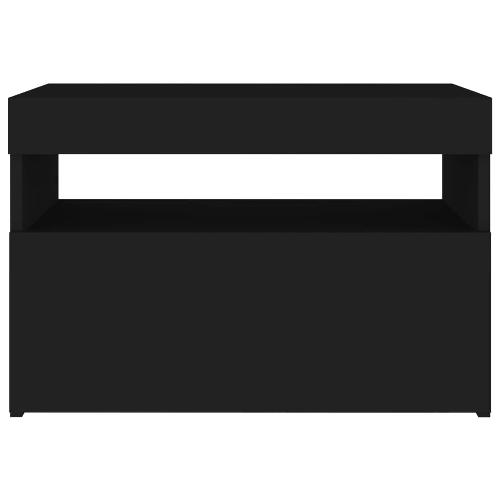 vidaXL Nattbord med LED-lys svart 60x35x40 cm konstruert tre
