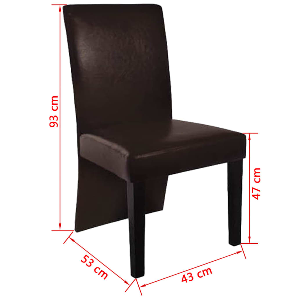 vidaXL Spisestoler 4 stk mørkebrunt kunstskinn