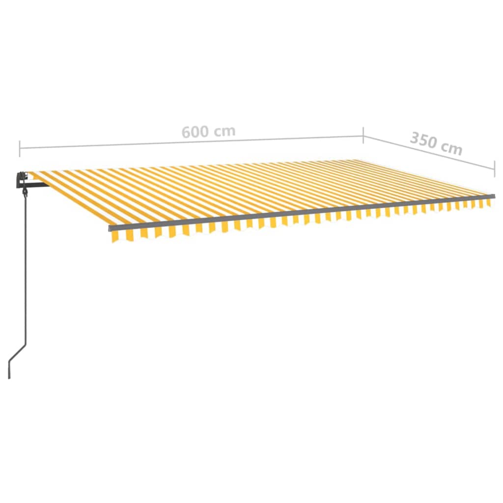 vidaXL Manuell uttrekkbar markise med LED 6x3,5 m gul og hvit
