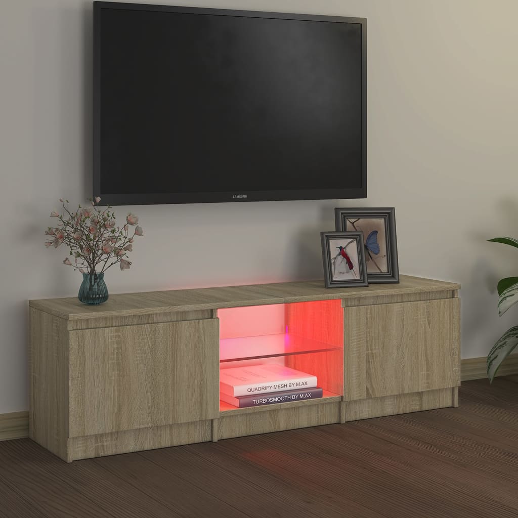 vidaXL TV-benk med LED-lys sonoma eik 120x30x35,5 cm