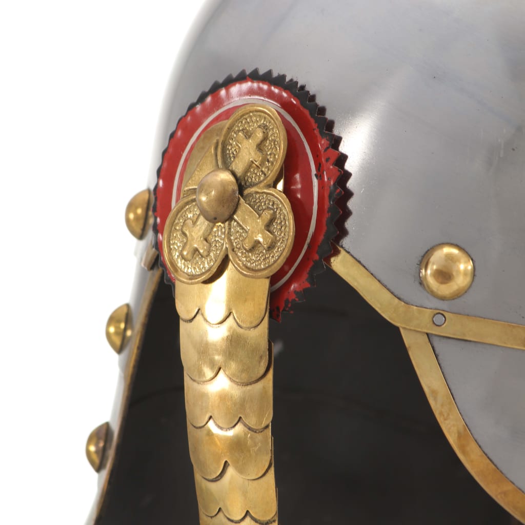 vidaXL Tysk prøyssisk hjelm antikk replika LARP sølv stål