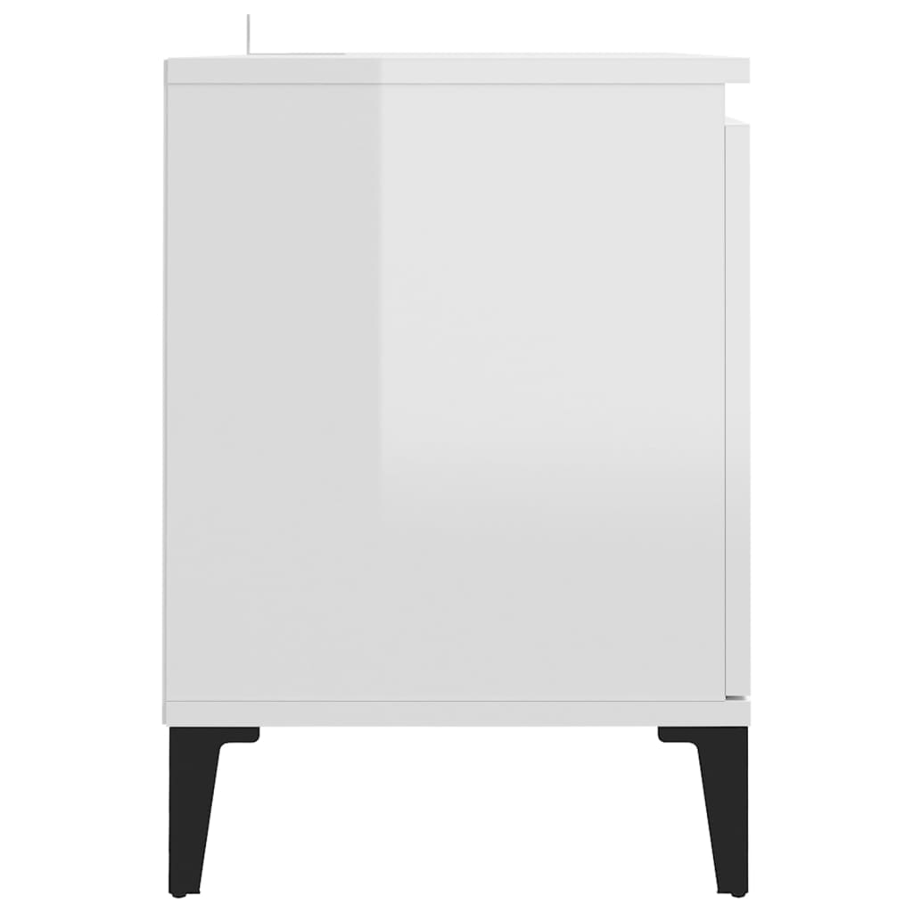 vidaXL TV-benk med metallben høyglans hvit 103,5x35x50 cm