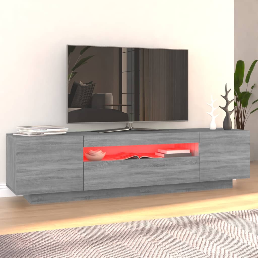 vidaXL TV-benk med LED-lys grå sonoma eik 160x35x40 cm