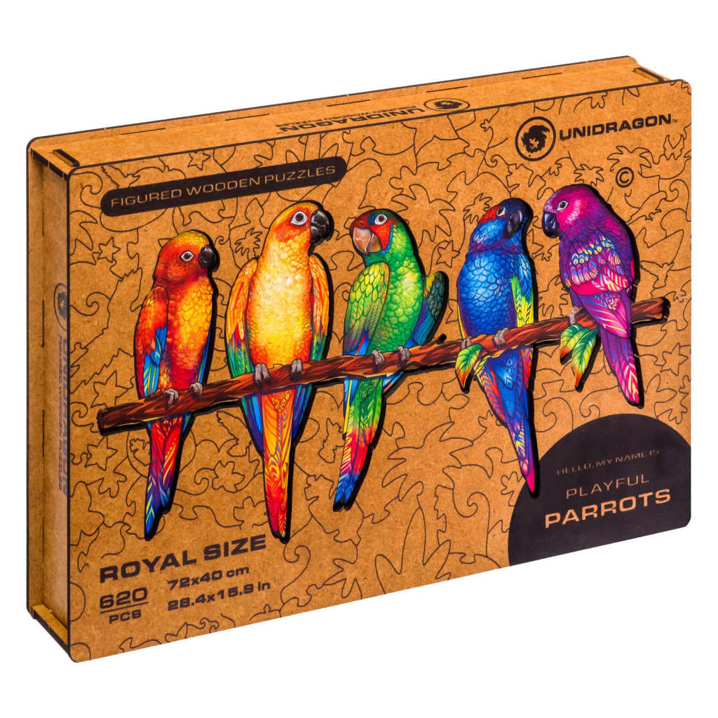 UNIDRAGON Puslespill tre 620 deler Playful Parrots Royal Size 72x40 cm