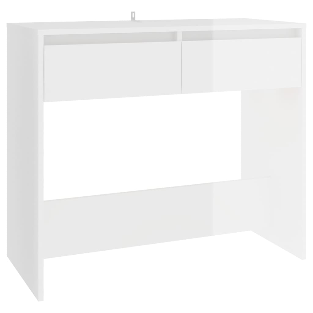 vidaXL Konsollbord høyglans hvit 89x41x76,5 cm stål