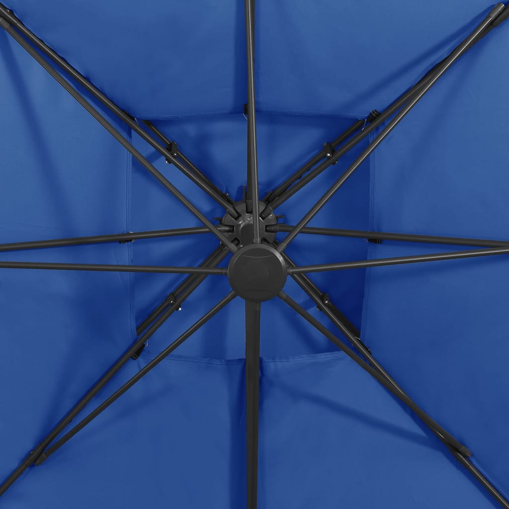 vidaXL Hengeparasoll med dobbel topp 300x300 cm asurblå