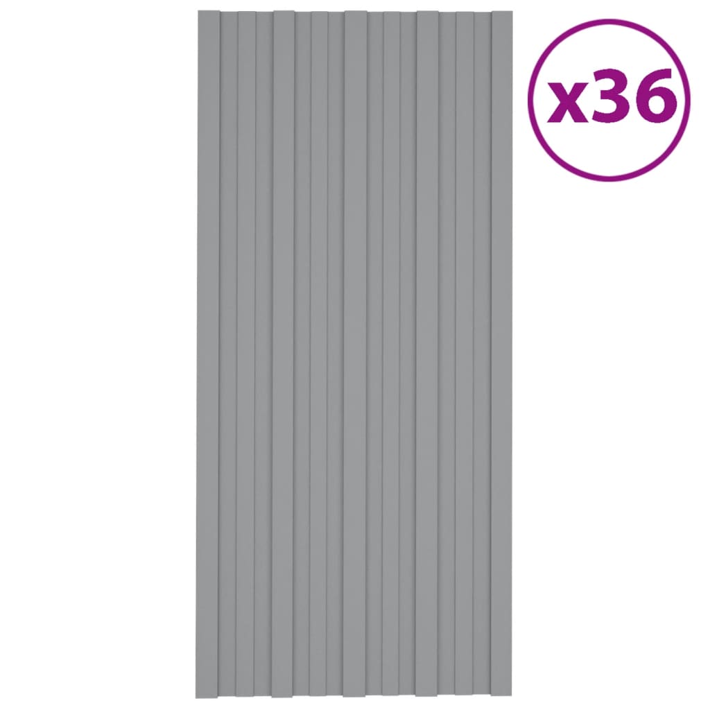 vidaXL Takplater 36 stk grå 100x45 cm galvanisert stål