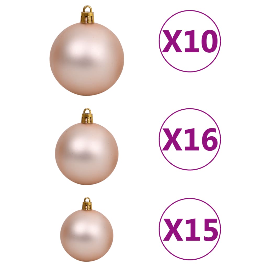 vidaXL Kunstig juletre med LED og kulesett i gull 210 cm PET