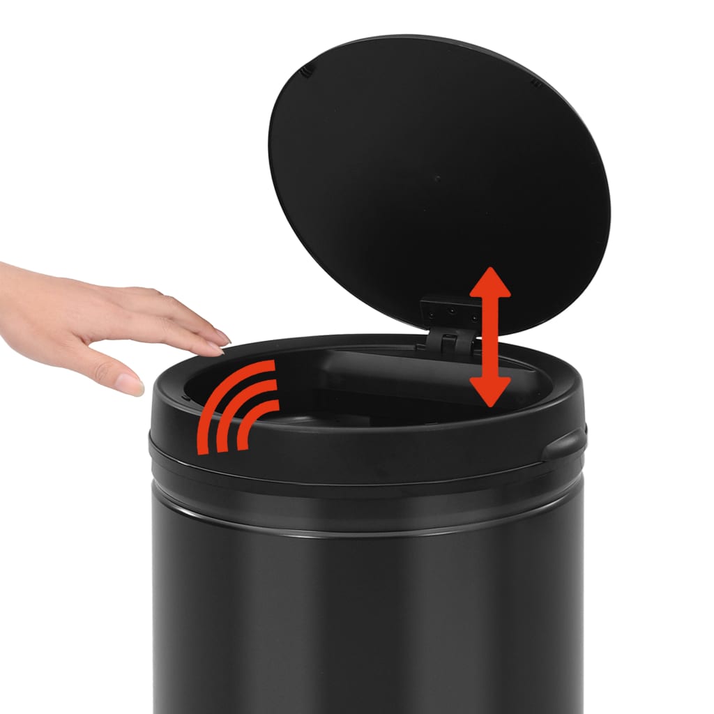 vidaXL Automatisk søppelbøtte med sensor 60 L karbonstål svart