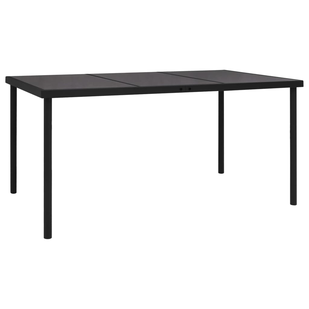 vidaXL Hagebord med glassplate svart 150x90x74 cm stål