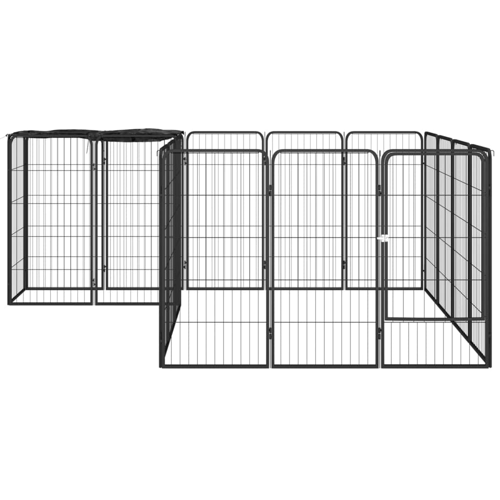 vidaXL Hundegrind med 18 paneler svart 50x100 cm pulverlakkert stål