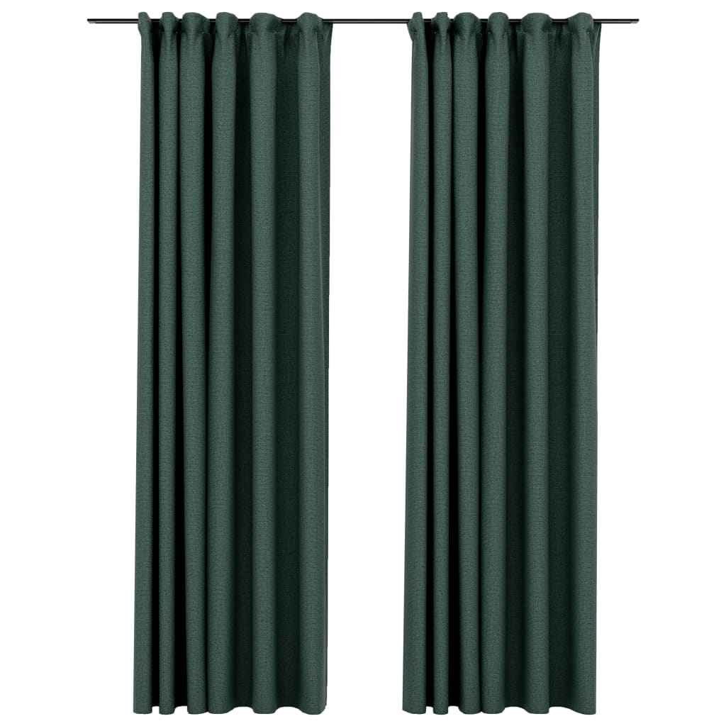 vidaXL Lystette gardiner kroker og lin-design 2 stk grønn 140x225 cm