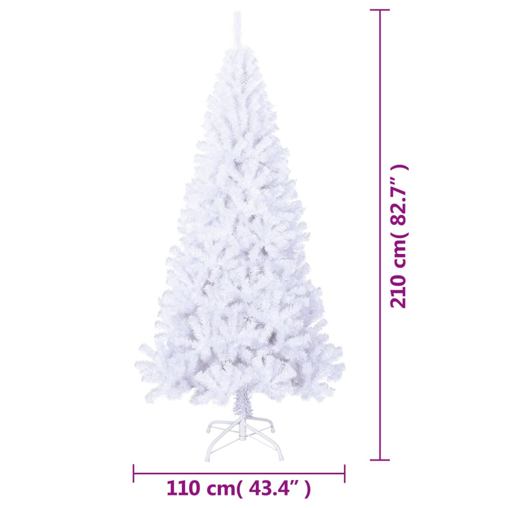 vidaXL Kunstig juletre med tykke grener hvit 210 cm PVC