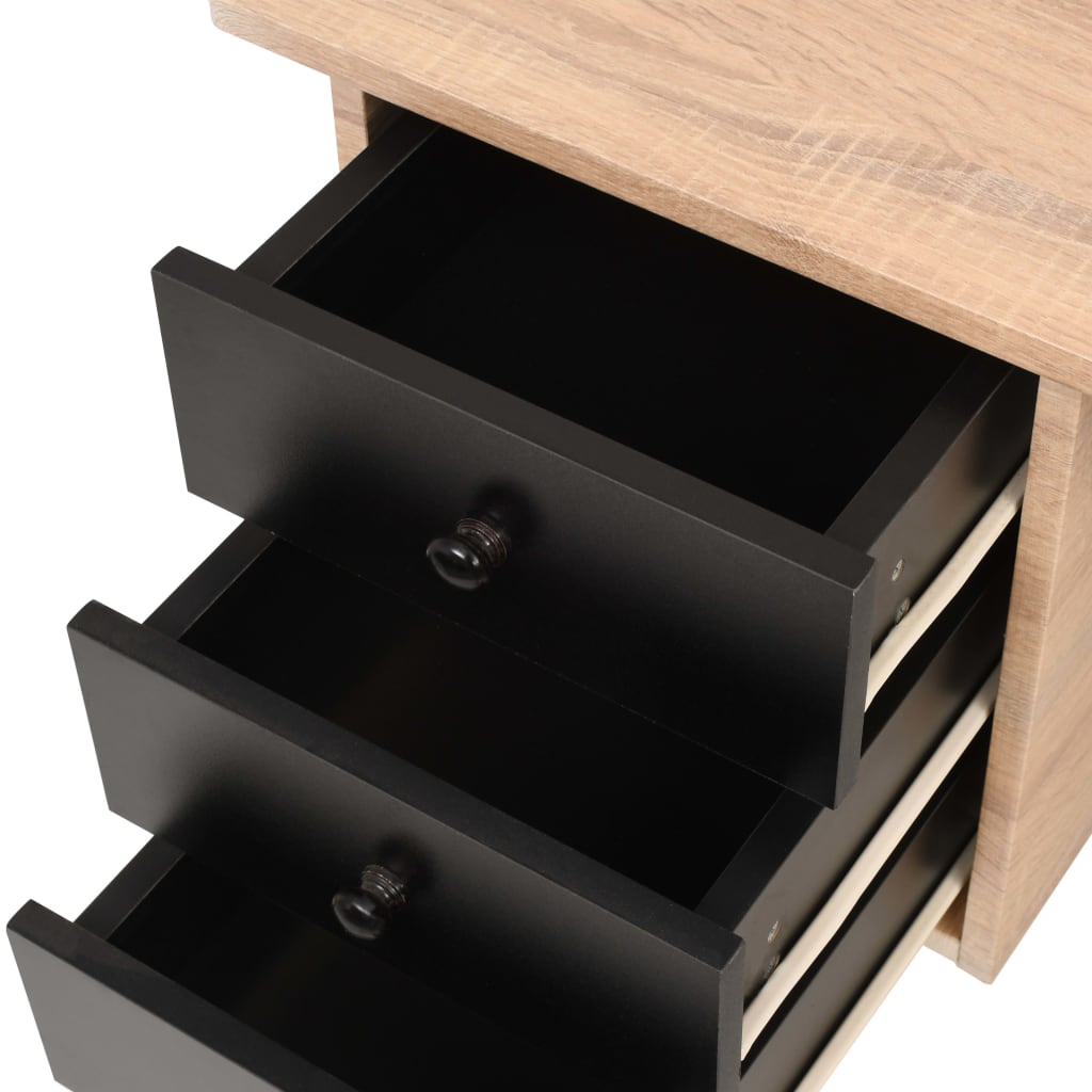 vidaXL Skrivebord med skuffer 120x55x76 cm eik og svart