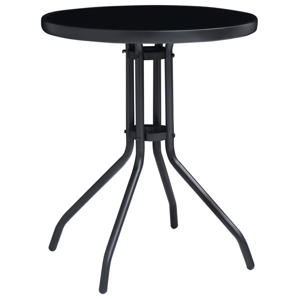 vidaXL Hagebord svart 60 cm stål og glass