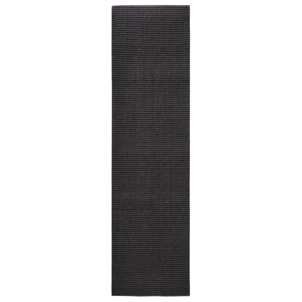 vidaXL Teppe naturlig sisal 80x300 cm svart